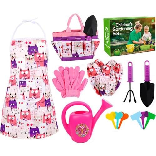 16pcs Kids Gardening Tool Sets Children Garden Tool Kit Hand Shovel Trowel Tote Bag Garden Tool Toys Digging Sand Playing Tools