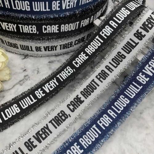 2M/lot New Stitch Denim Ribbon Garment Bow Accessories with Letter stripes webbing DIY Clothing Sewing Accessories Jeans fabric