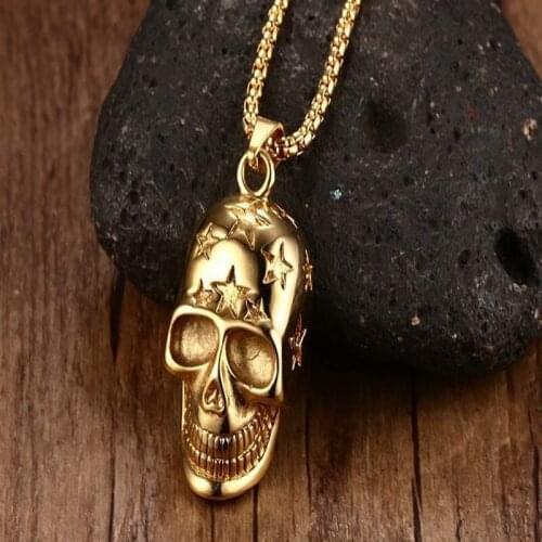 2021 Fashion And Europe And America Jewelry Stainless Steel Metal Non-mainstream Star And Skull Pendant And Women And Men
