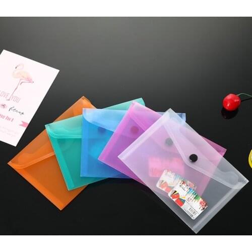 3pcs A7 Creative Simple Transparent Frosted Buckle File Bag Plastic Data Bag Bill Bag Student Office supplies storage bag