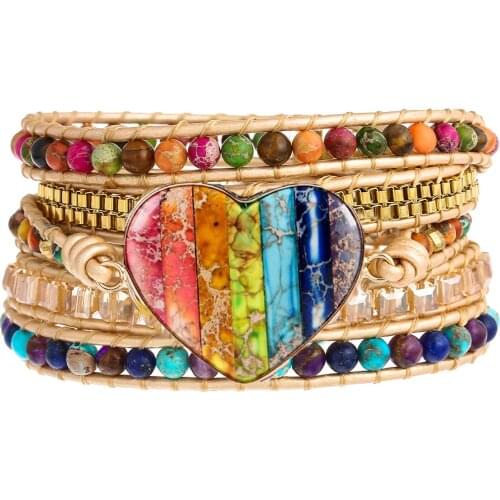 7 Colors Chakra Natural Stone Wrap Bracelet for Women Healing Balance Multicolor Beads Yoga Friendship Bracelets Female Jewelry