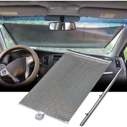 1pcs Car Sunshade Automatic Retractable Windshield Car Window Shade PVC Sunshade Cover Shield Curtain UV Protection Curtain