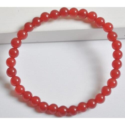 6MM Red Carnelian Beads Bracelet Bangle Stretch 7.5 Inch Jewelry G627