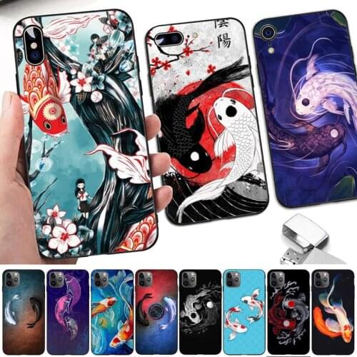 TOPLBPCS Yin Yang Koi Fish Phone Case for iPhone 8 7 6 6S Plus X 5S SE 2020 XR 11 12 pro XS MAX