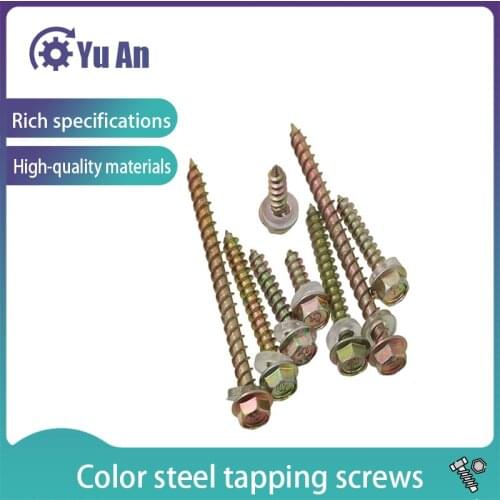 Color Steel Tile Hexagon Drill Tail Self Tapping Screw Hexagon Head Drilling Screw with Collar Tapping Screws M5.2 5pcs