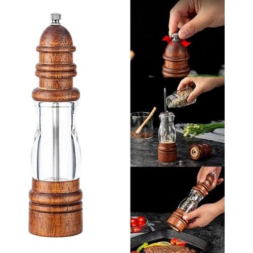 Wooden Salt and Pepper Grinder Set - Wood and Acrylic Mills Adjustable Coarseness