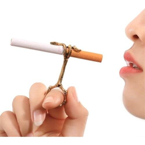 Cigarette Holder Ring Rack Portable Metal Slim Cigarettes Finger Clip for Women Men Vintage Rose Smoking Accessories Smoker Gift