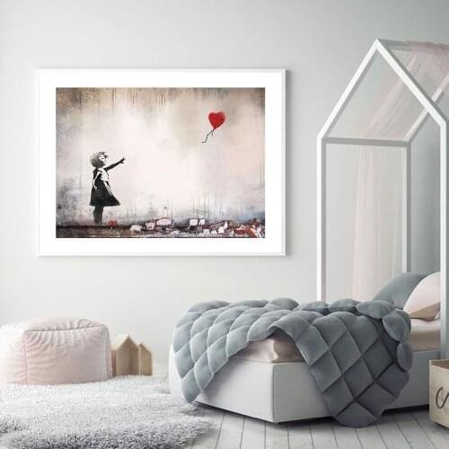Girl with Red Balloons Banksy Wall Art Decor Canvas Painting Calligraphy Poster Print Decorative Picture Living Room Home Decor