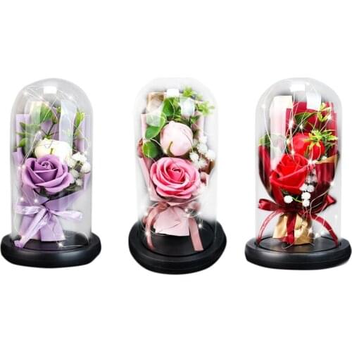 Lasts Eternal Rose Flower Forever Preserved Glass Dome Lights for Valentines Mothers Day Birthday Wedding Gifts-ABUX
