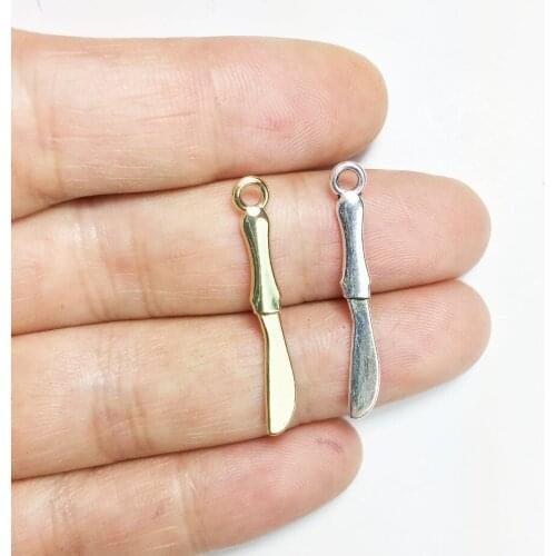 Eruifa 20pcs 25*4mm Pretty Knife Zinc Alloy necklace,earring bracelet jewelry DIY handmade old and Rhodium silver