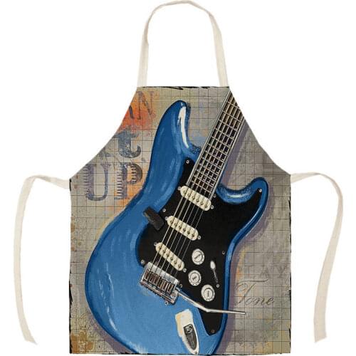 Nordic Style Oil Painting Music Guitar Apron Ladies Apron Baking Apron Cooking Apron Mens Apron Cafe Kitchen Apron Ladies