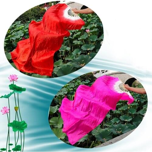 Wholesale Kids Women Belly Dance Fan Veils 1 Pair/2pcs Gradient Color Dancer Practice Long Fan Props 1.2M/1.5M/1.8M cheap price