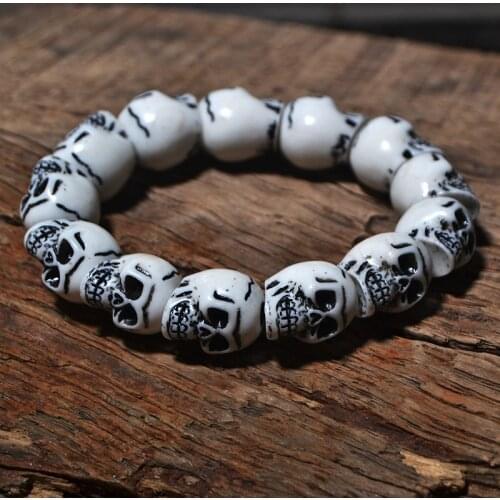 FC002 Imitation Yak Bone Bracelet Retro Personality bangles Cool man Vintage Style Halloween Woman beaded Bracelet