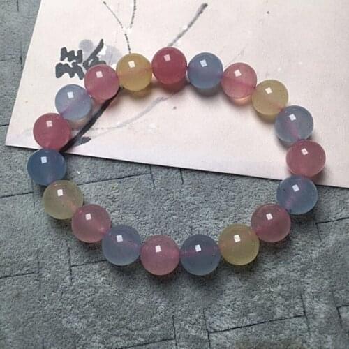 1Pc Candy-colored chalcedony crystal bracelet DIY Jewelry Girls gift Crystal healing Stone lucky couple