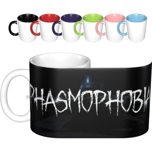 Greek Word Phasma Ceramic Mugs Coffee Cups Milk Tea Mug Phasmophobia Game Ghost Scary Ghost Hunter Fear Creative Trending