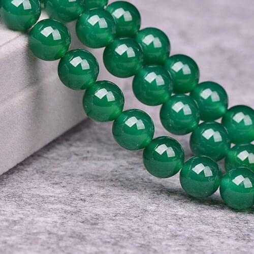 MADALENA SARARA AAAA 4mm/6mm/8mm/10mm/12mm/14mm Genuine Enhancement Green Agate Beads Strand 18" For DIY Jewelry Making