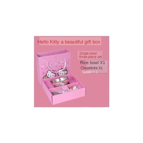 Rice bowl kindergarten double-layer stainless steel bowl childrens tableware bowl chopsticks student gift box gift box gift