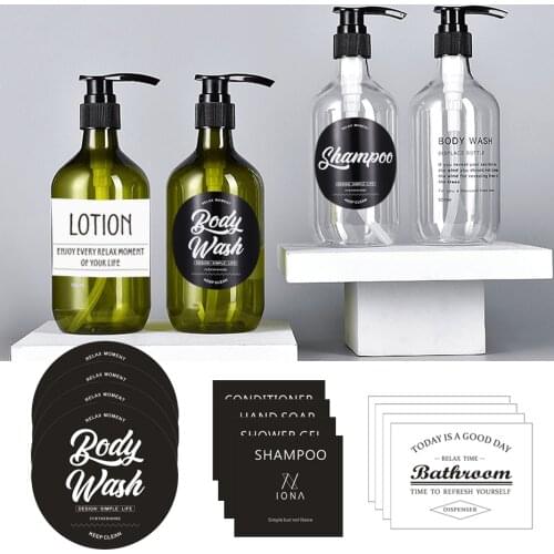 500ml/16.9oz Refillable Empty Bottles Travel Portable Soap Dispenser Leafproof Lotion Shampoo Body Soap Bottles with Stickers