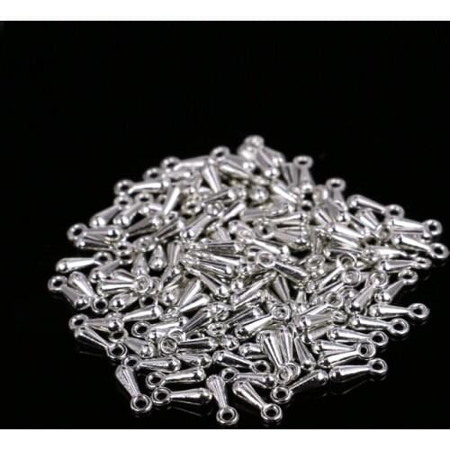 Teardrop Crimp End Beads Jewelry Findings For Pendant Bracelet Necklace Imitation Rhodium Iron Accessories 200pcs/lot