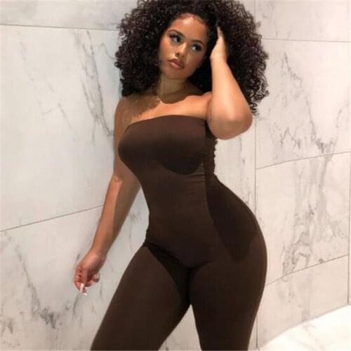 Solid Women Rompers 2021 Summer Basic Sleeveless Casual Sportswear Streetwear Female Wrap Chest Elastic High Waist Jumpsuits