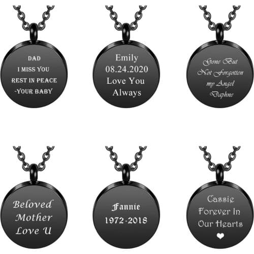 Personalized Master Customized Text Date Name Round Pendant Engraving Sentence urn Ashes Memorial Pendant Necklace DIY Jewelry