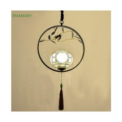 New Chinese balcony study bedroom pendant lights restaurant Chinese style creative personality retro ceramic pendant lamp porch
