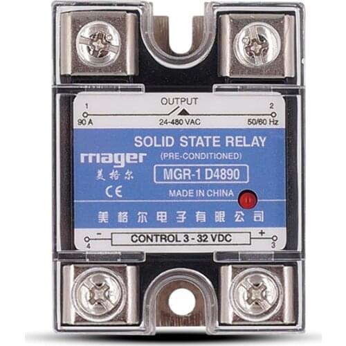 90A Industrial Solid State Relay MGR-1 D4890 3-32 VDC TO 24-480 VAC SSR-90DA DC control AC With Protective covers