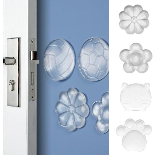 Transparent PU Door Stoppers Wall Protection Safety Shock Absorber Door Handle Bumpers Security Cartoon Waterable Wall Protector