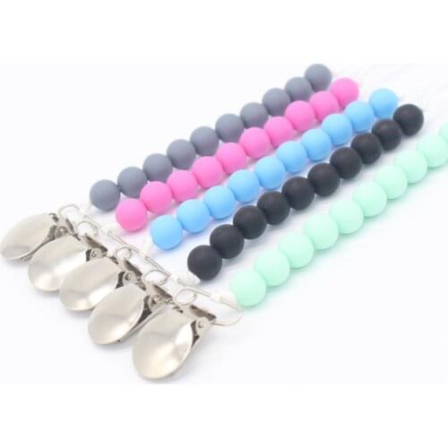 Handmade Silicone Pacifier Chains Baby Girl Infant boys Teether Safe Teether Chain Pacifier Clips Holder Chain Babies Toy Gift