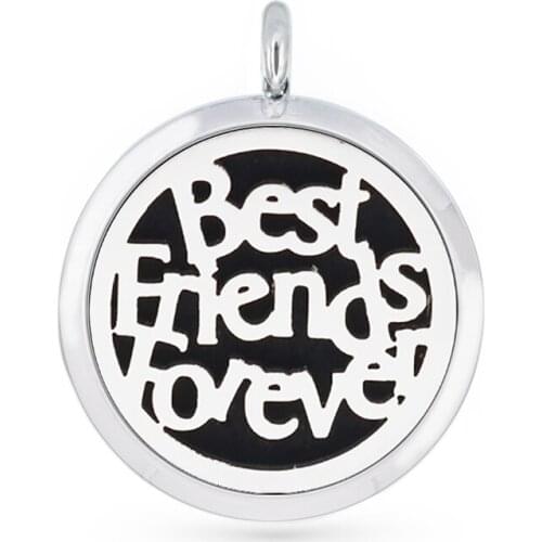 Silver Best Friends Perfume Aromatherapy Essential Oil Diffuser 30mm Locket Pendant DIY Accessories For Necklace Key Chains