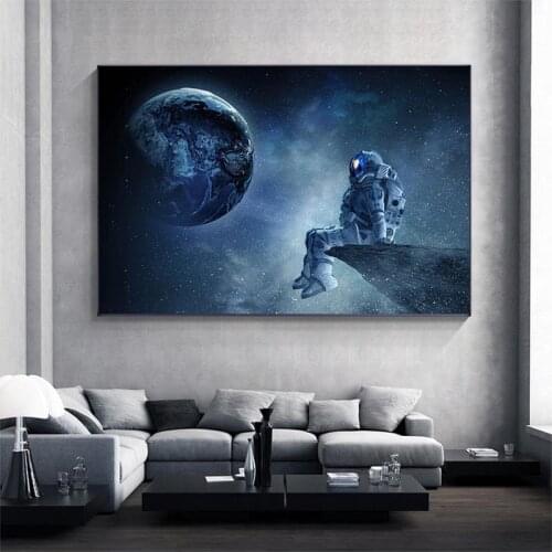 Modern Art Lonely Astronaut Sitting In Space Canvas Painting Posters and Prints Wall Art Pictures for Living Room Home Decor