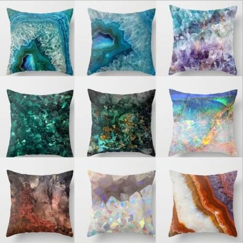 Mediterranean Navy Blue Cushion Cover Retro Marble Sea Ocean Turquoise Pillow Case Home Office Car Sofa Chair Waist Pillowcases