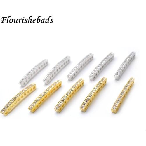 Paved Crystal Beads Curved Tube Bars10 Holes Spacer Loose Beads Jewelry Findings 50pc per lot