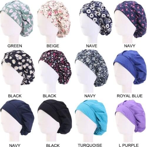Stretch Wide Brim Hair With Nightcap Women Satin Sleep Cap Cover Hair Bonnet Hat Silk Head Band For Curly Springy Hair Chemo Cap