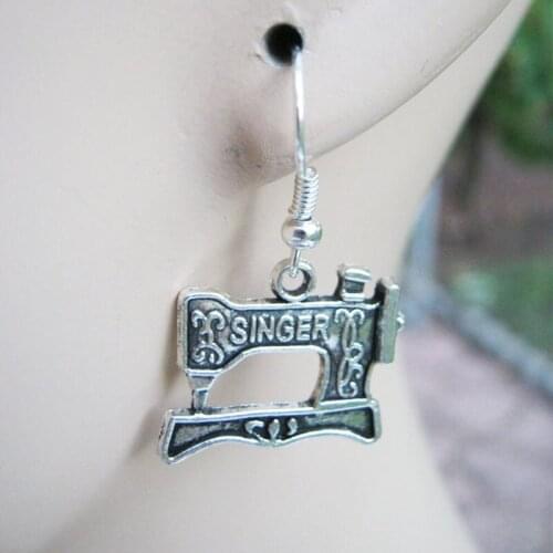 1Pair Simple Sewing Machine Charms Earrings Seamstress Pendientes For Women Party Gift ornaments Jewelry Supplies