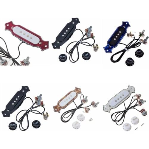 1 Set Pre-wired 4-string Single Coil Pickup Cigar Box Guitar Soundhole Pickup Harness with Volume Tone Knobs Pots