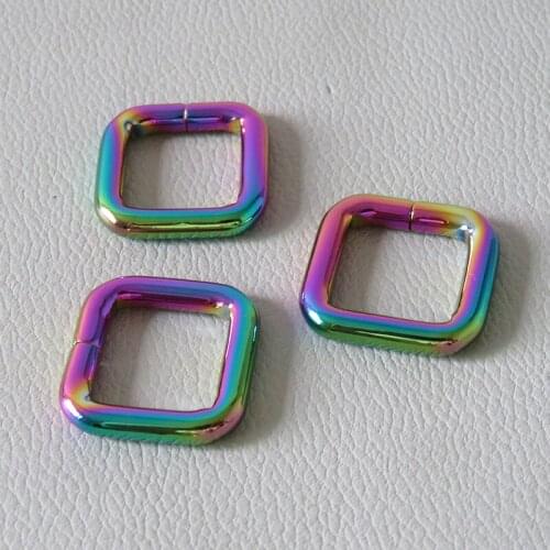10Pcs Inner 15mm Rainbow Metal Rectangle Square Ring Buckle Hardware Clasp Dog Leads Loop Bag Backpack Belt Straps Accessories