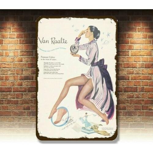 1949 VAN RAALTE STOCKING Vintage Look DECORATIVE METAL SIGN SEXY RETRO WOMAN NYL