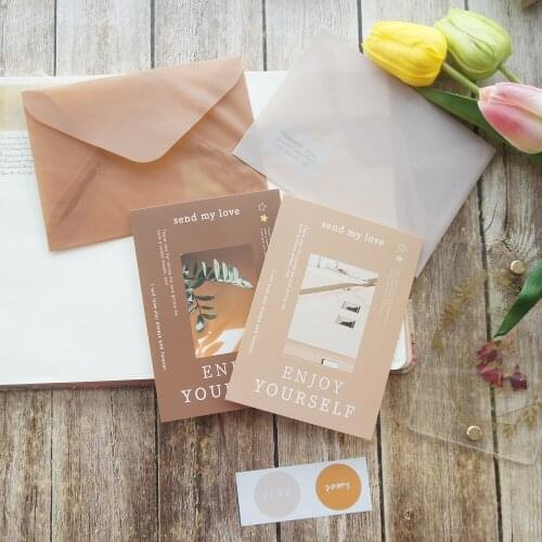 2 Envelopes 2 Card Sticker Set Photos Design Envelop Message Card Invitation Envelop Transparent Paper