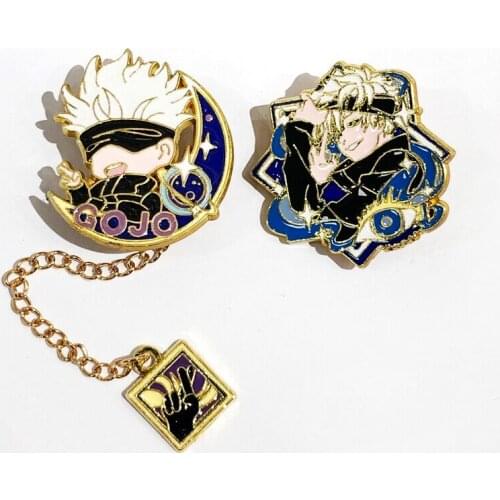 2Kinds Jujutsu Kaisen Gojo Satoru Metal brooch Badge Pin Cosplay Accessories Pendants