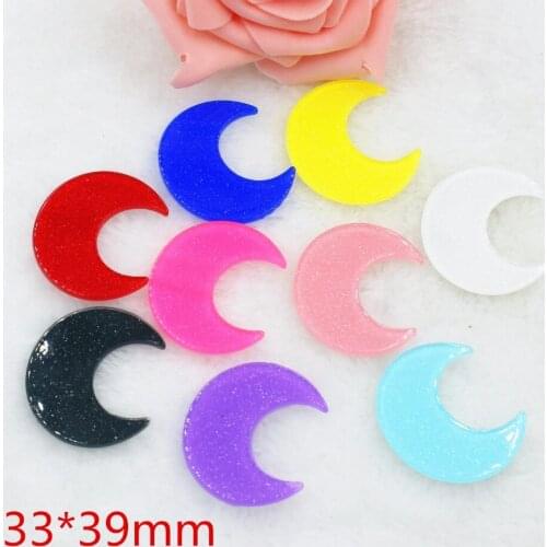 50pcs/lot DIY resin cabochons accessories planar resin moon mix colors for kids hair