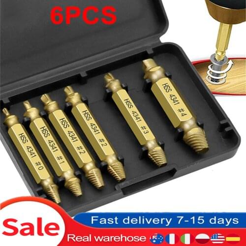 6pcs Damaged Screw Extractor Speed Out Drill Bits Tool Double Side Durable Broken Bolt Remover Screw High Strength Accessories