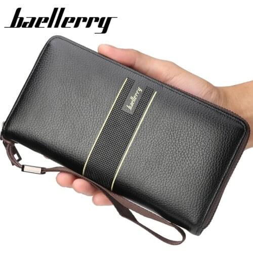 Baellerry New Mens Leather Wallet Male Clutch Bags Long Purse Wallets for Mens Purse Card Holder Men Money Bags portemonnee