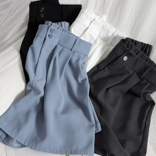 High Waist Pure Color Casual Pants for Women Suit Shorts Summer New Korean Edition Straight Pants Show Thin and Wide Leg Pants