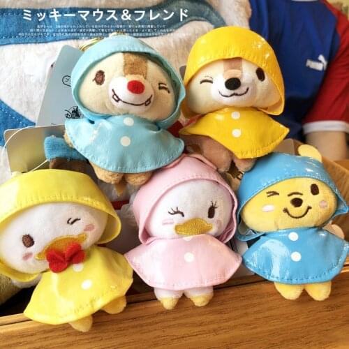 Disney Cartoon Pooh Bear Chip 'n' Dale Donald Duck Stuffed Plush Toys Cute Key Ring Anime Plush Pendant Key Chain Toys for Kids
