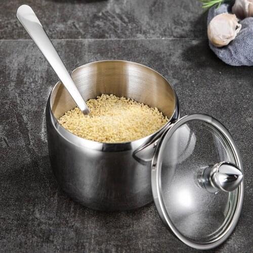 European style 304 stainless steel seasoning jar visual seasoning bottle set household kitchen stainless steel seasoning box set