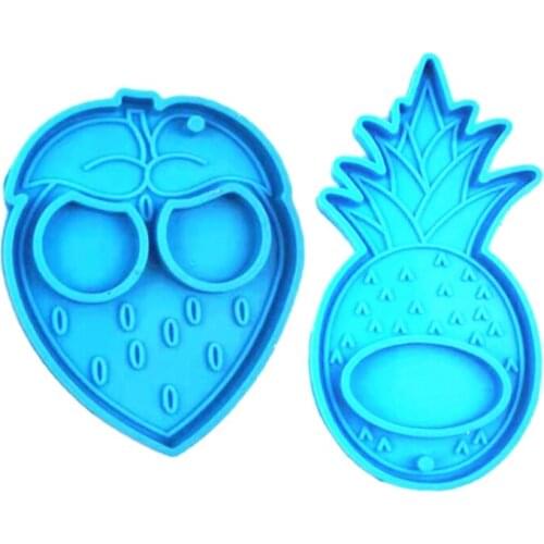 Fruits Strawberry Pineapple Keychain Epoxy Resin Mold Key Chain Pendants Silicone Mould DIY Crafts Jewelry Casting Tools