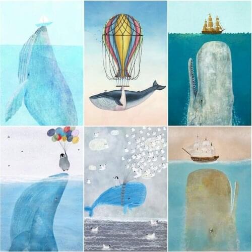 GATYZTORY Oil Digital Painting By Numbers Whale Diy Kits Abstract Acrylic Paint By Numbers For Adults Home Decoration