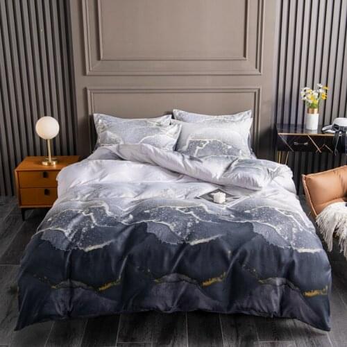Marble Printed Bedding Set For Soft For Double Bed Home Comefortable Duvet Cover Quality Quilt Cover And Pillowcase (No Sheet)