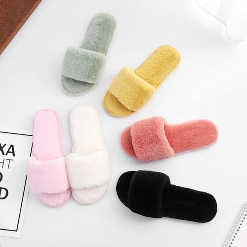 Candy-colored Car Stitch Slippers Ladies' New Plush Shoes Open-toed Non-slip Light Slippers Autumn and Winter Home Slipper